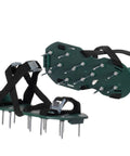 Lawn Aerator Spike Shoes With Three Metal Buckle Straps Green Spiked Sandals For Easy Soil Penetration And Healthier Lawns