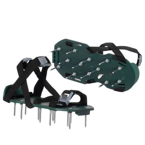 Lawn Aerator Spike Shoes With Three Metal Buckle Straps Green Spiked Sandals For Easy Soil Penetration And Healthier Lawns