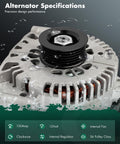 Close-up of a Beefed Up 12V 130Amp High Output Alternator Replacement For Ford Five Hundred Freestyle And Mercury Montego 2005 2007 CW