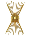 Antique Brass Two Light Modern Mid Century Wall Sconce with special plating and chic retro vibe, designed for bedroom and living room.