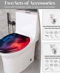 Toilet Seat Elongated Resin for Halloween Decor, showcasing installation accessories for skirter and non-skirter toilets.