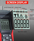 2-In-1 Tachometer With Noncontact Laser And Contact RPM Meter Gauge Tester, digital screen close-up showing data features