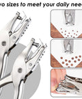 Two Piece Handheld Hole Punch Set With One Quarter Inch And One Eighth Inch Circle Punches for greeting cards and DIY crafts