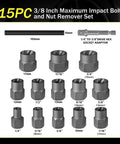 15 Piece Bolt Extractor Socket Set Built Like A Beast For Heavy Duty Nut Removal, includes 3/8-inch drive, storage case shown