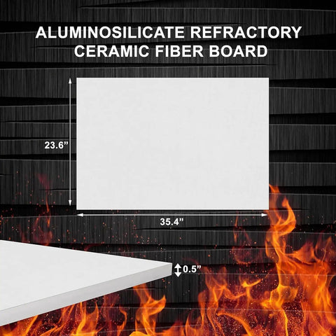 Tough As Nails 24 Pack Ceramic Fiber Board Insulation Sheets Half Inch Thick By Twenty Three Point Six By Thirty Five Point Four Inches on black background with flames.