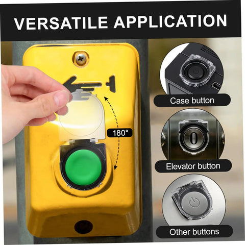 4 Pack Round Elevator Button Protector Covers Easy Install Plastic Dustproof Power Switch Guard Caps shown on green button