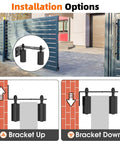 Heavy Duty Sliding Gate Guide Roller Hardware Kit With 4 Inch Black Nylon Wheels And Steel L Bracket, showing installation options for rolling doors, wood and garage use.