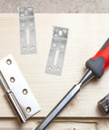 Six Pack Stainless Steel L Shaped Shelf Brackets With Slotted Holes Adjustable Corner Braces on wood with tools