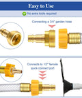 1/2 Inch Quick Connector Hose Adapter For 3/4 Inch Garden Hose RV Spray Port Outlet Brass With PTFE Tape installation diagram