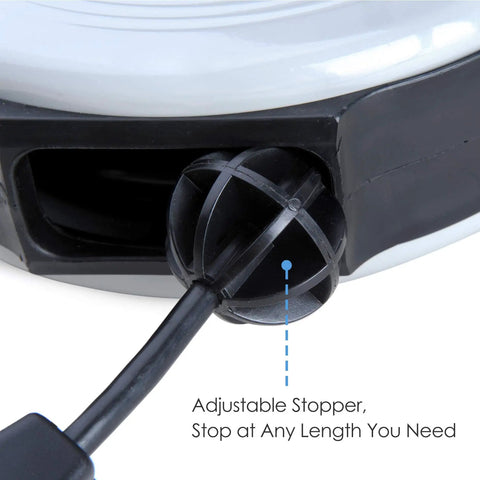 Close-up of 25 Ft Retractable Extension Cord Reel With 3 Outlets 16 AWG 3 Conductor SJTW Power Cable for Indoor Use