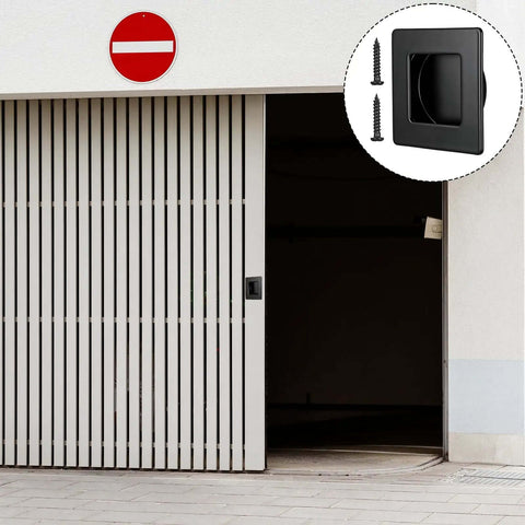 Two Pack Square Recessed Finger Pulls For Sliding Closet Doors, Two And Three Quarter Inch, black pull and screws