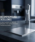 Stainless Steel Sheet Metal Flat Stock 200x200x2mm Precision Cut Bendable Mill Finish Panel on a countertop