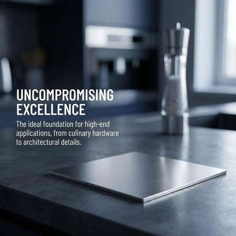 Stainless Steel Sheet Metal Flat Stock 200x200x2mm Precision Cut Bendable Mill Finish Panel on a countertop