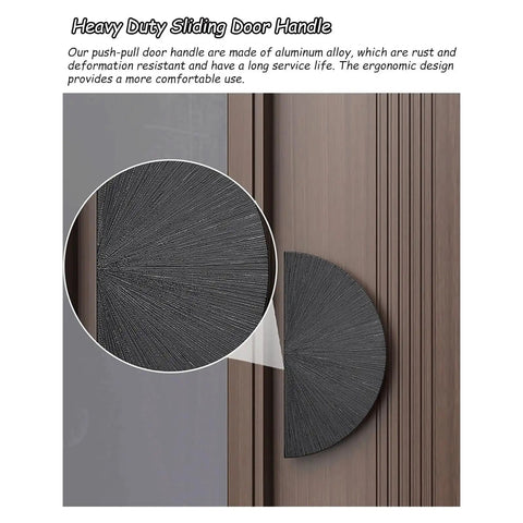 Half Moon Door Handles Set With 12 Inch Aluminum Push Pull Levers, rust resistant semicircular design on wooden door