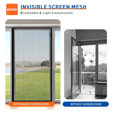 Magnetic Screen Door For 32 x 80 Inch Doors Actual Screen Size 34 x 81 Inch Heavy Duty Side Opening Mesh Curtain with and without screen