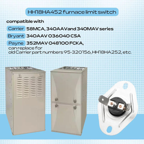 Flame Rollout Switch 4349806 Replacement For HH18HA452 with furnace units Carrier 58MCA, Bryant 340AAV, Payne 352MAV