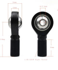 Top Shelf Male Right Hand Rod Ends 3/8 Bore 3/8-24 Threads Heat Treated 52100 Steel Heims With Black Oxide Coating, side view showcasing dimensions.