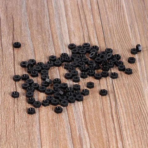 100Pcs Nylon Hex Spacer Standoff Kit M2 M3 M4 Black Durable Fasteners for Electronics DIY Projects Perfect Hardware for Gearheads and Makers Lightweight and Precise Fit for 3D Printer Builds and Custom Electronics, black nylon hex nuts on wood