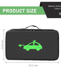 Heavy Duty Waterproof Oxford EV Charger Bag Stores All Your Cables And Guns Securely Includes A Comfy Grip Handle Universal Fit Keeps Your Rig Slick And Zero Sweat, shown in black with dimensions 18.11x10.63 inches.