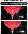 Premium Coolant Funnel Kit With Integrated Vacuum Bleed Tank showing drip-free removal feature with fluid stopper.