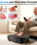 Elderly man using vibration plate for full body fat burning and lymphatic drainage with 200W motor, 12mm amplitude.