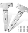 Tough As Nails 8X4 Inch 316 Marine Grade Stainless Steel T Hinges 2 Pack for gates, includes fasteners.