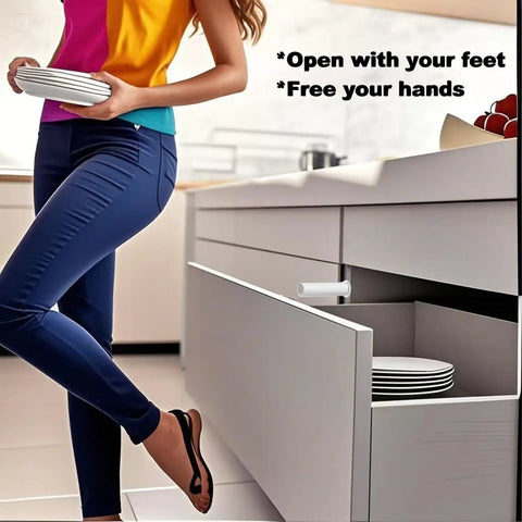 Push To Open Cabinet Hardware Kit 12 Pack Magnetic Latch And Door Touch Latch in use on a modern kitchen drawer