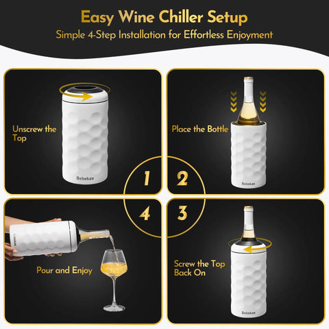 Double Wall Vacuum Insulated Wine Bottle Chiller Keeps Your Sip Dead Froze For Six Hours Skip The Ice Water Drama setup steps.
