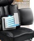 Big And Tall Office Chair For Heavy Duty Comfort With Deluxe Embossed Leather High Back Ergonomic Computer Chair With footrest showing pocket spring lumbar support