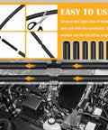 Six Piece Silicone Vacuum Hose Kit For Automotive Use shown with connectors and car engine application instructions.
