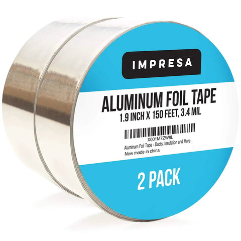 Aluminum Foil Tape 2 Pack 1.9 In By 150 Ft 3.4 Mil Contractor Grade Foil Duct Tape For HVAC Heating Cooling Heat Moisture Resistant
