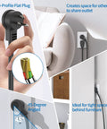 Beefy 25 Ft Flat Plug Extension Cord With 8 Outlet Surge Protector And 4 USB Ports Including 2 USB C 15A, shown behind furniture