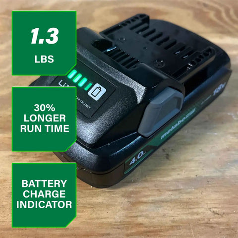 Lightweight 18V 4.0Ah Lithium Battery With Fuel Indicator And 1.3 Lbs Weight For All 18V Tools 30 Percent Longer Run Time