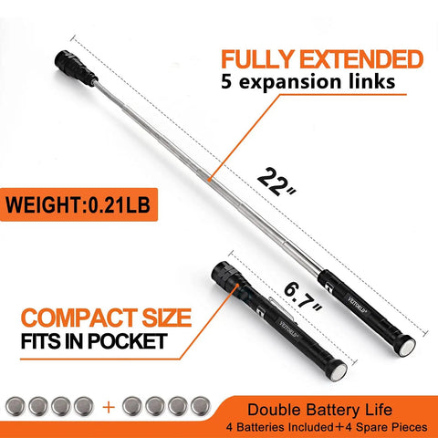 Extendable Magnetic Flashlight With Telescoping Magnet Pickup Tool For Dads And Guys Cool Christmas Stocking Stuffers And Birthday Gift For Father Grandpa Husband Boyfriend Or Men Who Have Everything