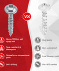 Comparison of Pocket Hole Screws Size Eight Two And A Half Inches, 120 Pc Silver Square Drive Wood Screws against inferior type