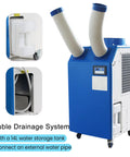 Heavy Duty 220 Volt Industrial Air Conditioner Featuring 18700 Btu Cooling Output And Hella Rapid Airflow To Beat Roasting Temps Indoors Or Outdoors Effortlessly with double drainage system.