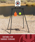 AR500 Steel Target Kit For Shooting Stand System With Height Adjustable Frame in outdoor terrain with three-eighths-inch targets