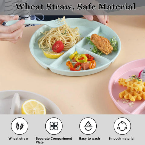 Portion Control 2 Pack 9 Inch Unbreakable Divided Plates with 3 Compartments for Easy Weight Loss and Balanced Meals, Black