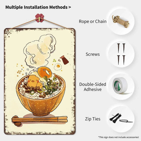 Vintage Metal Sign Ramen Noodle Art Tin Sign Poster For Home Room Garage Office Decor 8x12 Inch Wall Art Retro Kitchen Decor Perfect For Diner Bar Coffee Corner Man Cave