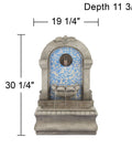 30 1/4 Inch High Outdoor Blue Faux Stone Floor Fountain With Freestanding Waterfall, Tiered Cascading Water Feature For Garden