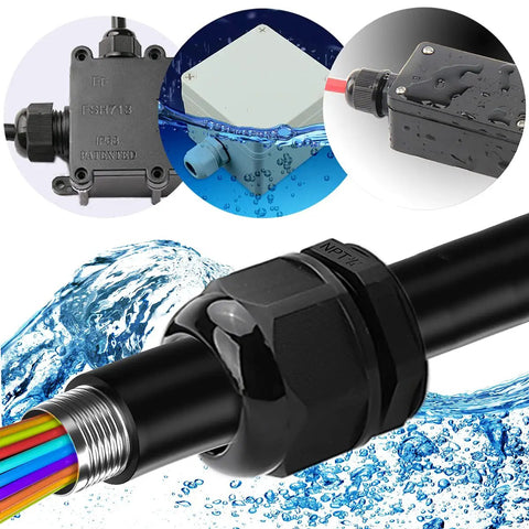 10 Pack NPT One Half Inch Cord Grip Glands IP68 Waterproof Adjustable 7 To 12mm Plastic Cable Connectors Nylon Joints