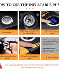 Instructions for using the Straight Up Reliable 12V Tire Inflator Air Compressor with digital pressure gauge and LED light.