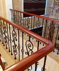 Top Shelf Black Wrought Iron Railing Posts And Balusters For Deck Backyard Porch And Balcony, 37 Inch Rock Solid Anti Rust Banister Spindles For Quick Diy Install, 30 Pack shown in elegant indoor staircase.