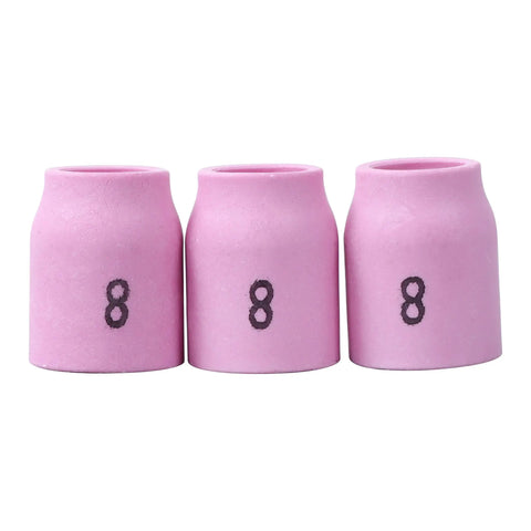 Three alumina nozzles for 123 Piece TIG Welding Torch Kit With Low Profile Gas Lens System And Pro Grade Alumina Nozzles, WP 17 18 26