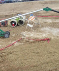 Greenlee Ut10 Pulling Package With Heavy Duty Floor Mount on job site, featuring strong beam and cable routing tools.