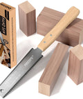 6 Inch Pull Saw For Woodworking With Double Edge Blade 17 11 TPI, Japanese Flush Cut on wooden blocks, grippy wood handle, packaging box