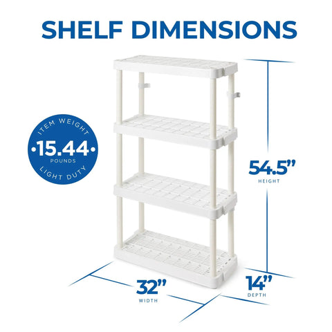 Real Deal Slick Four Tier Adjustable Height Storage Rack For Home Garage Laundry Room And Kitchen Pantry Medium Duty Organizer System Connectible Design White Two Pack Bundle