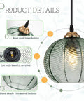 Green Glass Pendant Light For Kitchen Island Hand Blown 1 Light Modern Farmhouse Style With Mid Century Vibe Product Details