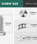 Screw size diagram showing Heavy Duty 3/8 X 1-1/4 Inch Hex Head Lag Bolts With Washers 304 Stainless Steel dimensions.