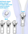 39 Piece Zipper Replacement Kit With Sliders And Pulls Retainer Boxes And Insertion Pins Multi Color Teeth Repair Set For Coats And Bags Including Zipper Head For Easy Fixes showing plastic sliders for tooth zippers.